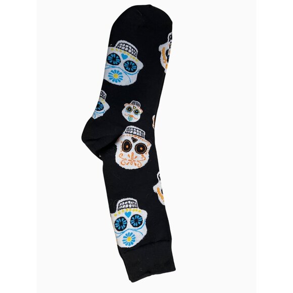 Dia De Los Muertos Halloween Skull Crew Socks One Size Fits Most - Picture 7 of 8